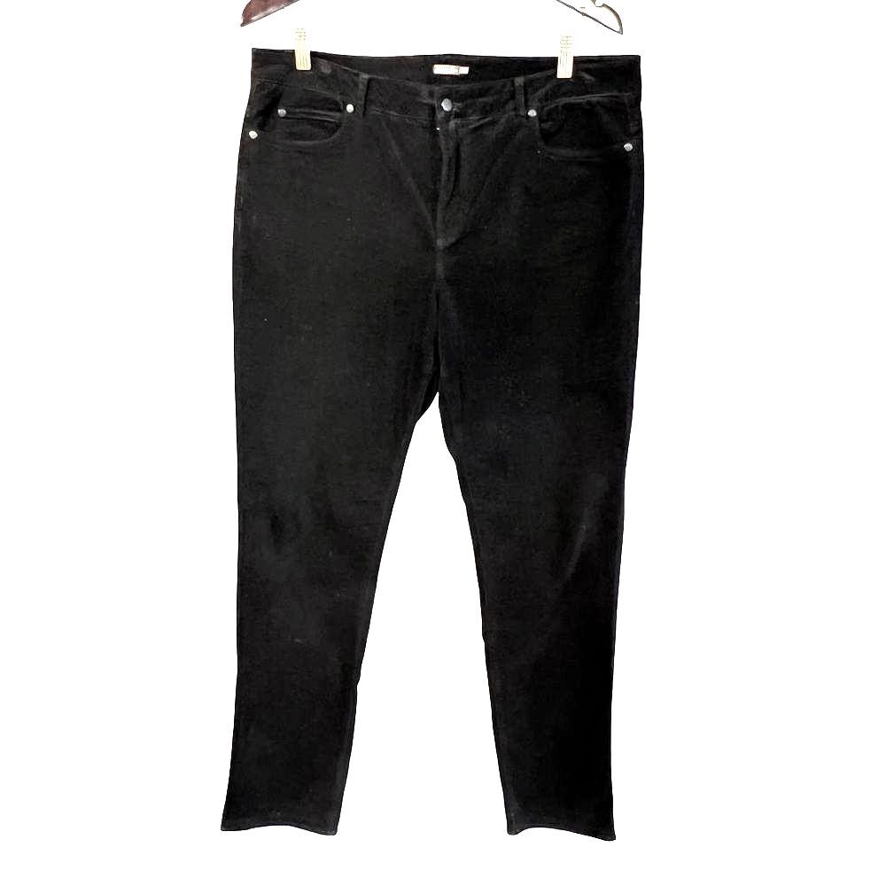 J McLaughlin Womens Black Velvet Stretch Pants Size 14 Minimalist Preppy Neutral